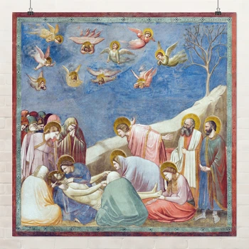 Постер Плач по Христу, Джотто ди Бондоне, Giotto di Bondone, Lamentation, A3 30×30 см (id6974)