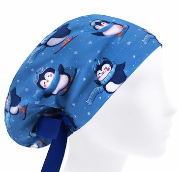 Медицинская шапочка женская HeadwearUniverse универсальная принт Пингвин на сноуборде
