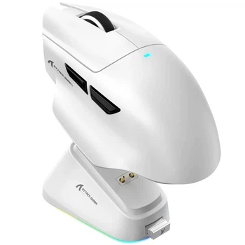 Ультралегкая игровая мышь ATTACK SHARK V6 с RGB док-станцией ,PAW3311, 25000 DPI 2,4G+Bluetooth White