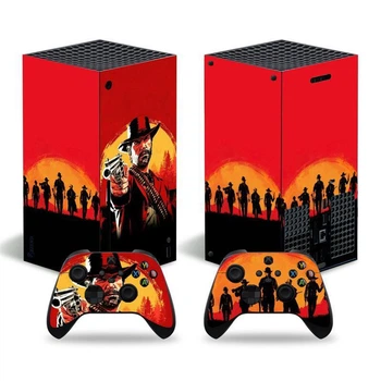 Наклейка-стикер для Xbox Series X + 2 геймпада Red Dead Redemption 2