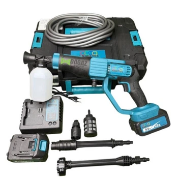 Безщіткова акумуляторна мийка високого тиску Krafftec Germany PRO (48V 8Ah 45 Бар) Ручна автомийка + 2 АКБ та насадки (57447)