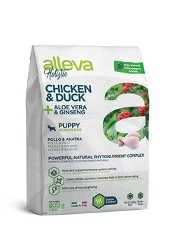 Полнорационный сухой корм Alleva Holistic Puppy Junior Chicken & Duck Medium – для щенков а также для беременных и лактирующих собак средних пород, с курицей и уткой 800 г, (8002754002202)