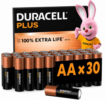 Батарейка LR6 Duracell Plus (30 штук) Бельгія, АА, лужна пальчикова 1,5V