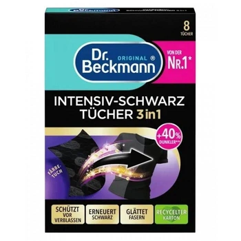 Серветки Dr. Beckmann 3 в 1 для оновлення чорного кольору та тканин, 8 шт