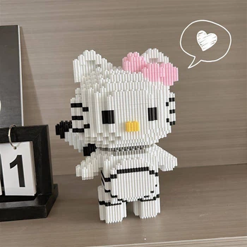3D-конструктор из наноблоков Hello Kitty в костюме белого тигра с розовым бантом