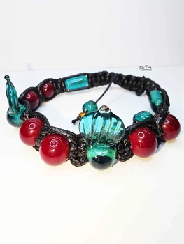 Браслет шамбала " Мелитопольская черешня " ISTA Lampwork Sh 8