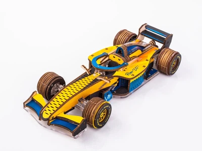 Механический 3D конструктор Racer V3 Гоночный болид, деревянный конструктор Цветной UA