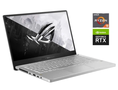 Ігровий ультрабук Asus ROG Zephyrus G14 GA401QM White / 14" (1920x1080) IPS / AMD Ryzen 9 5900HS (8 (16) ядер по 3,0 - 4,6 ГГц) / 16 ГБ DDR4 / 512 ГБ SSD / nVidia GeForce RTX 3060, 6 ГБ GDDR6, 192-біт б/в