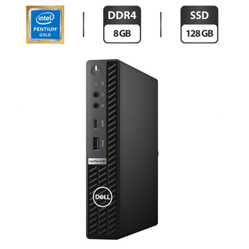 Неттоп Б-класс Dell OptiPlex 5080 Micro USFF / Intel Pentium Gold G6400T (2 (4) ядра по 3.4 GHz) / 8 GB DDR4 / 128 GB SSD / Intel UHD Graphics 610 / Блок питания / Windows 11 б/у
