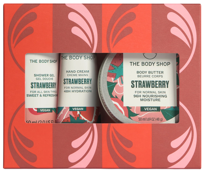 Zestaw upominkowy The Body Shop Strawberry Mini Żel pod prysznic 60 ml + Masło do ciała 50 ml + Krem do rąk 30 ml (5028197472689)