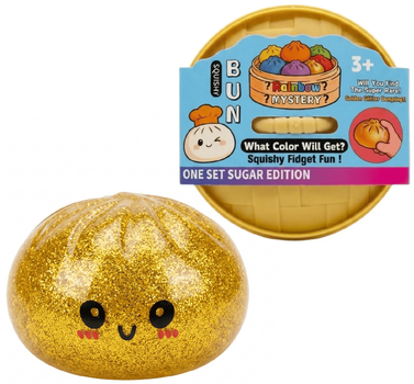 Игрушка-антистресс сквиш Dumpling Squishy Bun Пельмень в пароварке с глитером и орбизом 9см