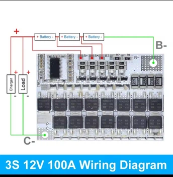 BMS плата 3S 12V 100A для Li-ion 18650 | Защита аккумулятора с балансировкой!