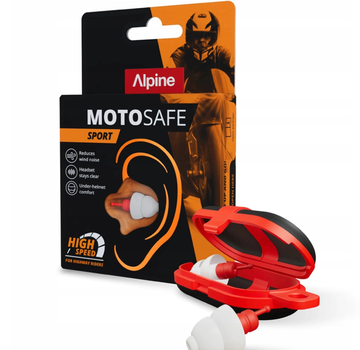 Беруши для мотоциклистов Alpine MotoSafe Sport 2026 противошумные для шлема с футляром