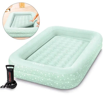 Надувне дитяче ліжко з бортиками Intex з матрацом та насосом, 107х168x25 см (66810-INT)