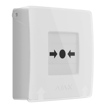 Бездротова настінна кнопка для активації пожежної тривоги Ajax ManualCallPoint White (11507)