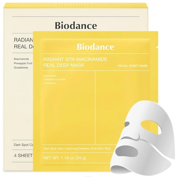 Маска гідрогелева з ніацинамідом для вирівнювання тону шкіри BIODANCE Radiant Vita Niacinamide Real Deep Mask 1 шт
