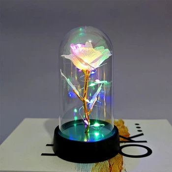 Ночник светильник Роза в колбе с LED подсветкой Белый (28806)