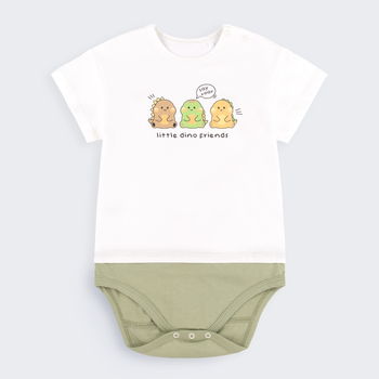 Дитяче боді-футболка для хлопчика Bembi BD234-2V0 80 см Молочне з хакі (01234311035.2V0)