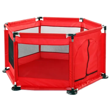Манеж детский игровой 130х60 см складной, красный (79005-44)