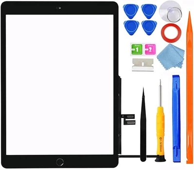 Стекло тачскрин iPad 7/8 10.2" (A2197/A2270...) - digitizer + кнопка Home, комплект для ремонта (без LCD)