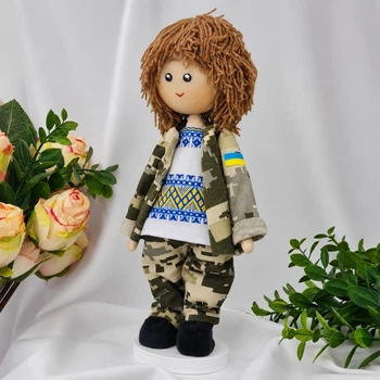 Українська лялька подарункова Prezent Хлопчик Українець у формі та вишиванці синій 27 см