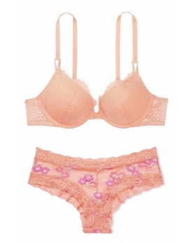 Комплект білизни Victoria’s Secret Sexy Tee Lace Push-Up Apricot Абрикосовий 34D-S