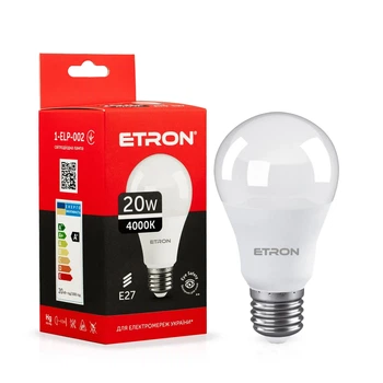 LED лампа ETRON 20W A70 4000K E27 денне світло