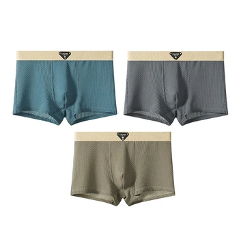 Набор мужских трусов боксеров Lesko B6425 2XL Olive/Blue/Gray из 3 шт
