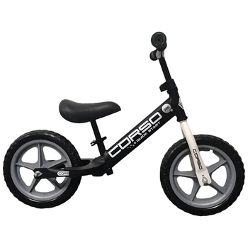 Детский беговел Corso Sprint SQ-90413, черный, колеса 12" EVA, стальная рама