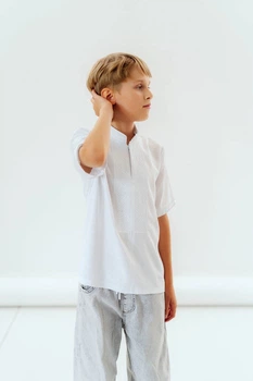 Вишиванка для хлопчика з коротким рукавом Stylebaby (2996-71біл) Зріст 152 Білий