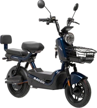 Электроскутер Двухместный Corso Raven (800W; 60V/20Ah) Синий