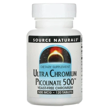 Пиколинат хрома без дрожжей Source Naturals (Chromium picolinate) 200 мкг 120 таблеток SNS00516