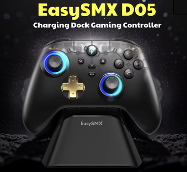 Геймпад EasySMX D05 с док-станцией | беспроводной контроллер Hall Effect RGB для PC / Nintendo Switch / Android / iOS / Steam |