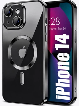 Чохол силіконовий протиударний з магнітом та захистом камери Metal Color Case with MagSafe для Apple iPhone 14 Full Camera Protective black