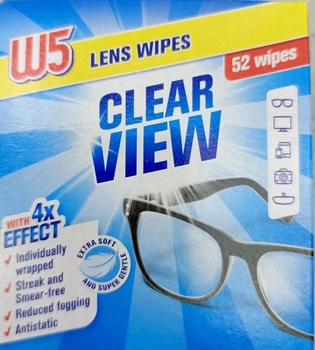 Вологі серветки для очищення окулярів W5 Clear View (Чіткий зір), 52 шт