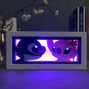 Многослойный Ночник лампа аниме Стич светильник Лило и Стич Ангел RGB
