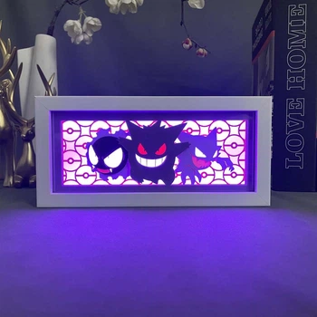 Многослойный Ночник лампа аниме Pokemon Покемон Генгар Гастли Хантер светильник RGB
