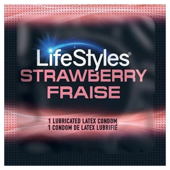 Презервативы Lifestyles ASSORTED FLAVORS Strawberry - С ароматом клубники -1 шт