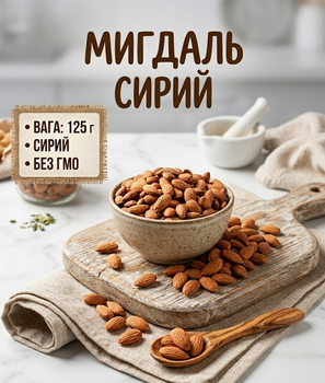 Сырой миндаль 125 г отборные натуральные ядра хрустящий орех для перекуса и кулинарии
