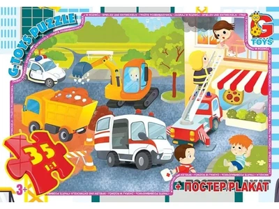 Пазл Учимся с удовольствием. Аварийные службы, G-Toys, 35 эл., GF 07