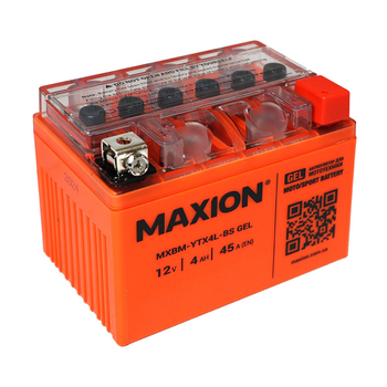 Гелиевый мото аккумулятор MAXION YTX4L-BS 12V 4Ah для скутера мопеда GEL