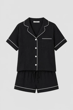 Жіноча муслінова піжама BOBRAND "Black and white" - M