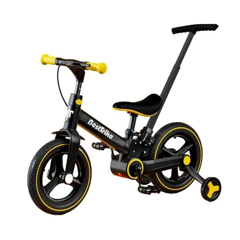 Велосипед трансформер с родительской ручкой диаметр колеса 12 Желтый Best Trike BT-72033