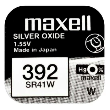 Батарейка годинникова Maxell SR41W (392) 1.55V Silver Oxide, для годинників та електроніки, 1 шт