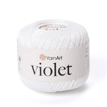 Пряжа мерсеризована YarnArt Violet 50г бавовна біла №003 (23500003)