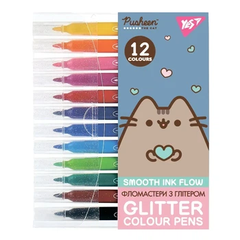 Фломастери Yes Pusheen 12 кольорів глітер (650588)