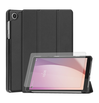 Чохол-книжка Lenovo Tab M8 4-го покоління Чорний Екошкіра з підставкою та захисною плівкою (TB-300FU)