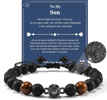 Мужской браслет из натуральных камней «Я люблю тебя» на 100 языках - идеальный подарок для сына, парня, мужчины
