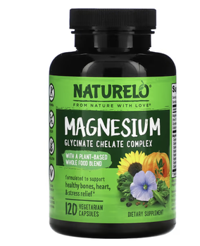 Хелат глицинат магния, 200 мг, NATURELO, 120 растительных капсул