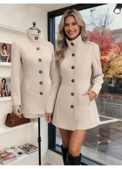 Пальто SHEIN S Светло-бежевый sz2409121622125733